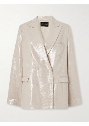 Dima Ayad - Double-breasted Sequined Gauze Blazer - Neutrals - XS,S,M,L,XL,XXL,XXXL,XXXXL