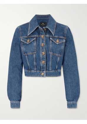 Etro - Cropped Embroidered Denim Jacket - Blue - IT36,IT38,IT40,IT42,IT44,IT46,IT48