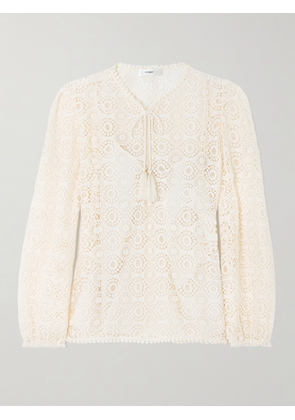 FRAME - Tasseled Cotton-lace Blouse - Cream - x small,small,medium,large,x large