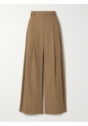 Brunello Cucinelli - Pleated Cotton-poplin Wide-leg Pants - Brown - IT38,IT40,IT42,IT44,IT46,IT48,IT50