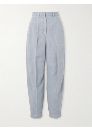 Brunello Cucinelli - Cotton And Linen-blend Twill Tapered Pants - Blue - IT38,IT40,IT42,IT44,IT46,IT48,IT50,IT52