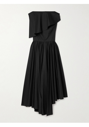 Salon 1884 - + Net Sustain Evanne Asymmetric Pleated Cotton-poplin Midi Dress - Black - FR 34,FR 36,FR 38,FR 40,FR 42,FR 44