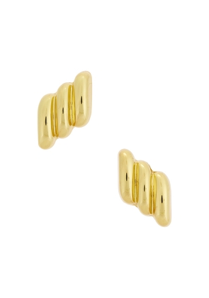 ANINE BING Diagonal Ribbed Earrings in Yellow.