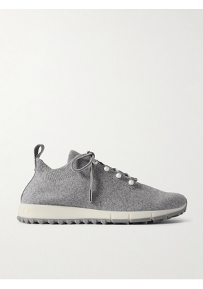 Jimmy Choo - Veles Faux Pearl-embellished Knitted Sneakers - Gray - IT34,IT35.5,IT36,IT36.5,IT37,IT37.5,IT38,IT38.5,IT39,IT39.5,IT40,IT40.5,IT41,IT41.5,IT42