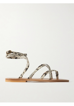 K Jacques St Tropez - Zenobie Snake-effect Leather Sandals - Animal print - IT35,IT36,IT37,IT38,IT39,IT40,IT41,IT42