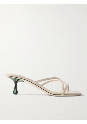 Jimmy Choo - Etana 50 Malachite-embellished Leather Mules - Off-white - IT34,IT36,IT36.5,IT37,IT37.5,IT38,IT38.5,IT39,IT39.5,IT40,IT40.5,IT41,IT41.5,IT42