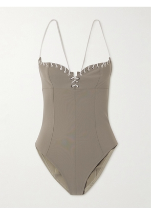 LUDOVIC DE SAINT SERNIN - Whipstitched Swimsuit - Green - x small,small,medium,large