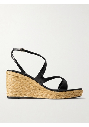 Jimmy Choo - Ayla 85 Leather Platform Espadrilles - Black - IT34,IT35.5,IT36,IT36.5,IT37,IT37.5,IT38,IT38.5,IT39,IT39.5,IT40,IT40.5,IT41,IT41.5,IT42,IT43