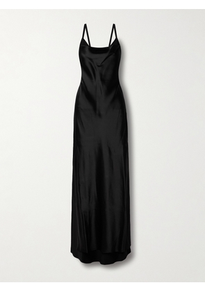 ANN DEMEULEMEESTER - Nura Layered Draped Crepe-trimmed Satin Maxi Dress - Black - IT38,IT40,IT42,IT44,IT46