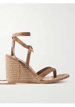 Gianvito Rossi - Oleg 85 Suede Wedge Sandals - Neutrals - IT35,IT35.5,IT36,IT36.5,IT37,IT37.5,IT38,IT38.5,IT39,IT39.5,IT40,IT40.5,IT41,IT41.5,IT42