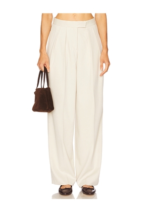 Aya Muse High Waisted Pleated Trousers in Ivory. Size L. Also in M, S, XS.