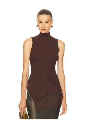 Cult Gaia Doja Knit Top in Brown. Size L. Also in S, M.