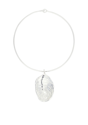 Eliou Fossil Necklace in Metallic Silver.