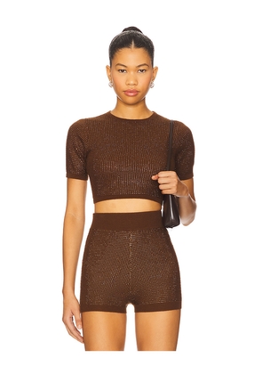 David Koma Rhinestone Embroidered Crop Top in Brown. Size M. Also in S.