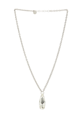 Anton Heunis Long Chain With Tear Pendant in Metallic Silver.