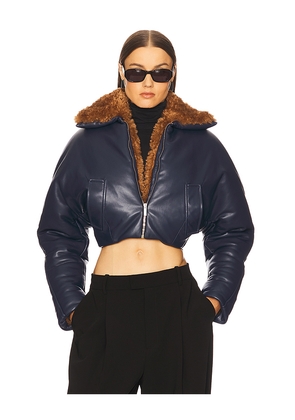 Atlein Cropped Aviator Jacket in Navy. Size M. Also in S.