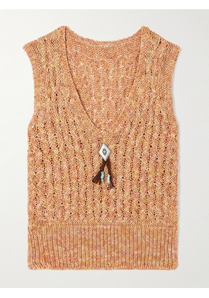 FORTELA - Cable-knit Cotton Vest - Orange - x small,small,medium,large