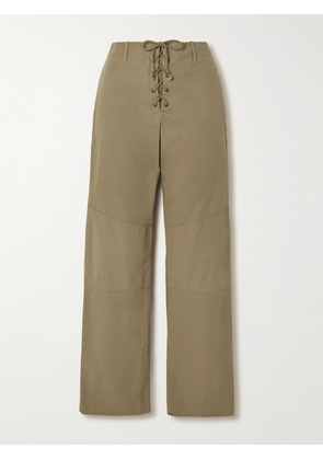 FORTELA - Rope-trimmed Coated-cotton Straight-leg Pants - Neutrals - IT38,IT40,IT42,IT44,IT46