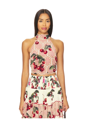 Camilla Halter Tie Back Top in Cream. Size M/L. Also in XL/XXL.