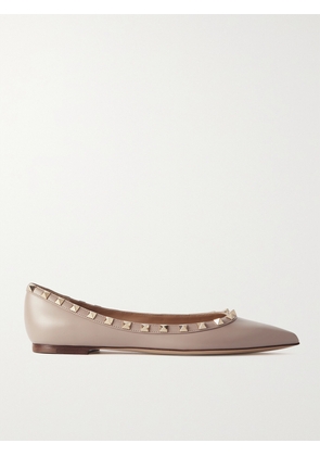 Valentino Garavani - Rockstud Leather Point-toe Flats - Neutrals - IT35,IT36,IT36.5,IT37,IT37.5,IT38,IT38.5,IT39,IT39.5,IT40,IT40.5,IT41,IT41.5,IT42