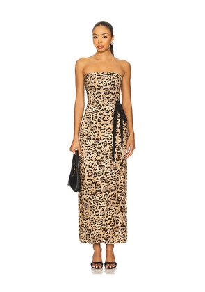 Agua by Agua Bendita Cinefila Jaguar Dress in Tan. Size L. Also in M, S, XL.