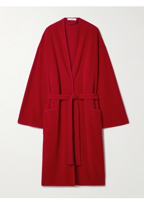 The Row - Ghali Oversized Belted Ribbed Cashmere Cardigan - Red - small,medium,large