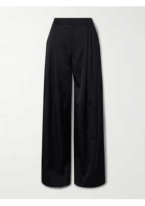 LIBEROWE - Annie Pleated Satin-twill Wide-leg Pants - Blue - x small,small,medium,large,x large