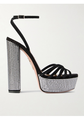 Aquazzura - Night Fever 140 Suede Platform Sandals - Black - IT35,IT36,IT36.5,IT37,IT37.5,IT38,IT38.5,IT39,IT39.5,IT40,IT41,IT42