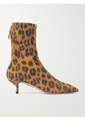 Aquazzura - Montmartre 50 Leopard-print Suede Ankle Boots - Animal print - IT35,IT36,IT36.5,IT37,IT37.5,IT38,IT38.5,IT39,IT39.5,IT40,IT41,IT41.5,IT42