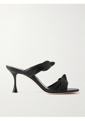Manolo Blahnik - Lollo 70 Bow-embellished Leather Mules - Black - IT35,IT36,IT37,IT37.5,IT38,IT38.5,IT39,IT39.5,IT40,IT40.5,IT41,IT42