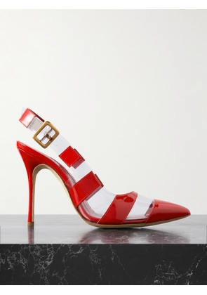 Manolo Blahnik - Uxra 105 Patent-leather And Pvc Slingback Pumps - Red - IT36,IT36.5,IT37,IT37.5,IT38,IT38.5,IT39,IT39.5,IT40,IT41,IT42