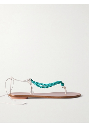 Aquazzura - Amalfi Beaded Leather Sandals - White - IT36,IT36.5,IT37,IT37.5,IT38,IT38.5,IT39,IT39.5,IT40,IT40.5,IT41,IT41.5,IT42