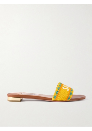 Aquazzura - Sicily Beaded Leather Slides - Brown - IT35,IT35.5,IT36,IT36.5,IT37,IT37.5,IT38,IT38.5,IT39,IT39.5,IT40,IT40.5,IT41,IT41.5,IT42
