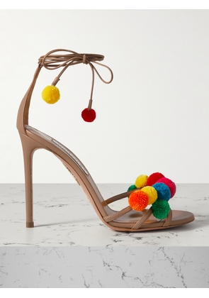 Aquazzura - Fiesta 105 Embellished Leather Sandals - Neutrals - IT35,IT35.5,IT36,IT36.5,IT37,IT37.5,IT38,IT38.5,IT39,IT39.5,IT40,IT40.5,IT41,IT41.5,IT42