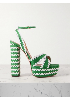 Aquazzura - Ric Rac 140 Raffia Platform Sandals - Green - IT35,IT35.5,IT36,IT36.5,IT37,IT37.5,IT38,IT38.5,IT39,IT39.5,IT40,IT40.5,IT41,IT41.5,IT42