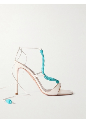 Aquazzura - Amalfi 105 Beaded Leather Sandals - White - IT35,IT35.5,IT36,IT36.5,IT37,IT37.5,IT38,IT38.5,IT39,IT39.5,IT40,IT40.5,IT41,IT42