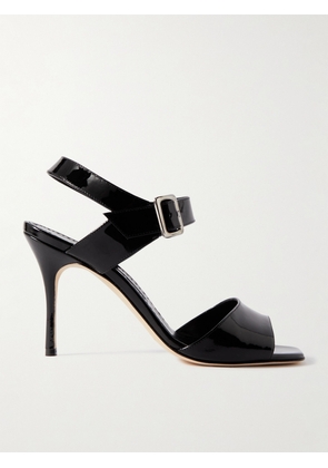 Manolo Blahnik - Fairu 90 Patent-leather Sandals - Black - IT36,IT36.5,IT37,IT37.5,IT38,IT38.5,IT39,IT39.5,IT40,IT40.5,IT41,IT42,IT43