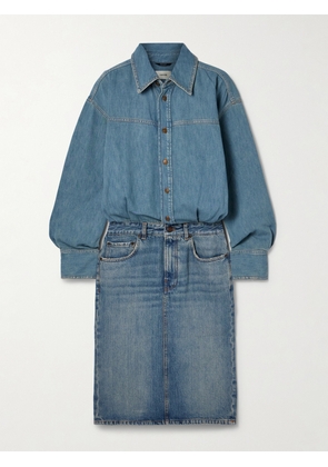 Haikure - Joelle Two-tone Organic Denim Shirt Dress - Blue - x small,small,medium,large