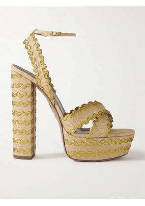 Aquazzura - Ric Rac 140 Raffia Platform Sandals - Neutrals - IT35.5,IT36,IT36.5,IT37,IT37.5,IT38,IT38.5,IT39,IT39.5,IT40,IT40.5,IT41,IT41.5,IT42