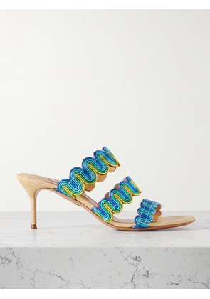 Aquazzura - Wavy 65 Metallic Leather Mules - Blue - IT35,IT35.5,IT36,IT36.5,IT37,IT37.5,IT38,IT38.5,IT39,IT39.5,IT40,IT40.5,IT41,IT41.5,IT42