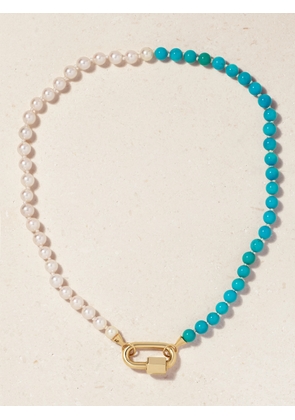 Marla Aaron - 14-karat Gold, Turquoise And Pearl Necklace - One size