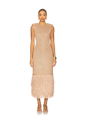 Aje Breeze Knit Midi Dress in Metallic Gold. Size M. Also in XS, S, XL.