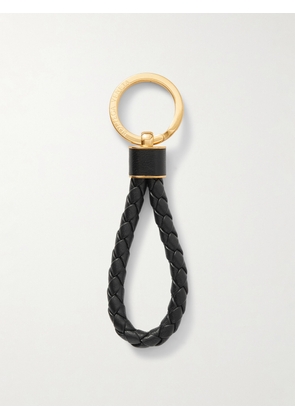 Bottega Veneta - Intrecciato Leather And Gold-tone Keyring - Black - One size
