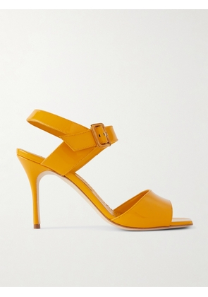 Manolo Blahnik - Fairu 90 Patent-leather Sandals - Yellow - IT36,IT36.5,IT37,IT37.5,IT38,IT38.5,IT39,IT39.5,IT40,IT40.5,IT41,IT42,IT43
