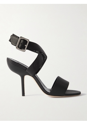 Manolo Blahnik - Helua 105 Textured-leather Sandals - Black - IT36,IT36.5,IT37,IT37.5,IT38,IT38.5,IT39,IT39.5,IT40,IT40.5,IT41,IT42