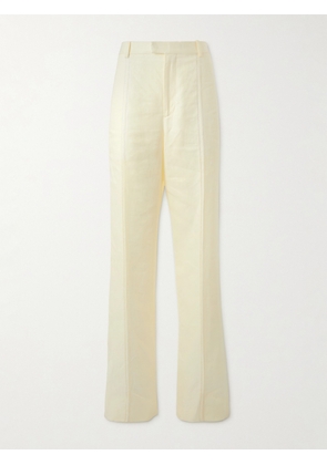 Bottega Veneta - Embroidered Linen Straight-leg Pants - Cream - IT36,IT38,IT40,IT42,IT44