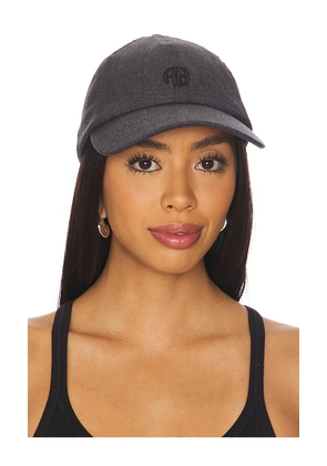 ANINE BING Jeremy Monogram Baseball Cap in Grey.