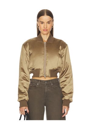 Camila Coelho Maiara Bomber Jacket in Brown. Size L. Also in XS, XXS, S, M, XL.