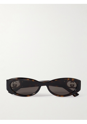GUCCI EYEWEAR - Oval-frame Tortoiseshell Acetate Sunglasses - Brown - One size