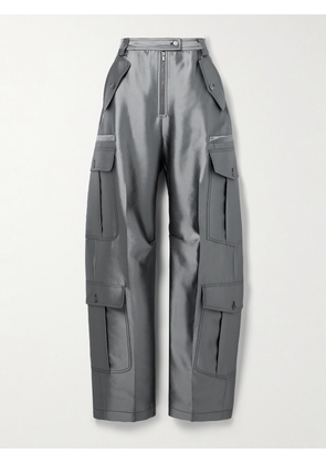 Christopher John Rogers - Silk And Wool-blend Twill Tapered Cargo Pants - Gray - Unisex 32,Unisex 34,Unisex 26,Unisex 28,Unisex 30